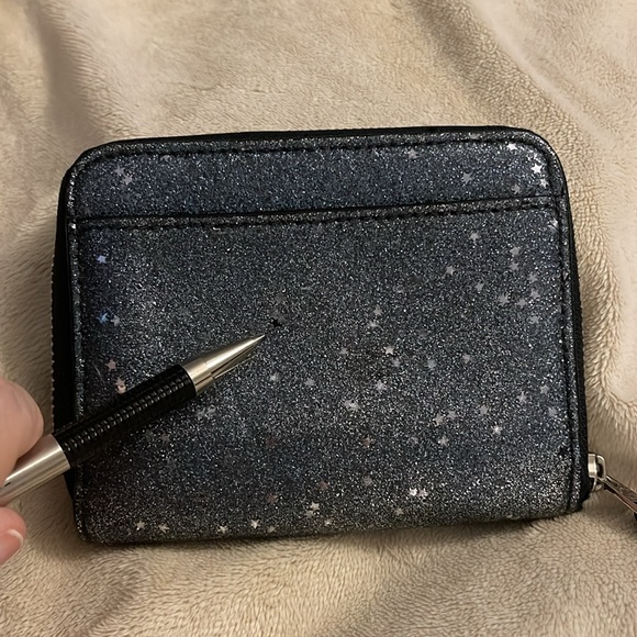 NWT Coach Small Zip Around Wallet with Star Glitter‎ Midnight Blue Money Wedding - Picture 5 of 16